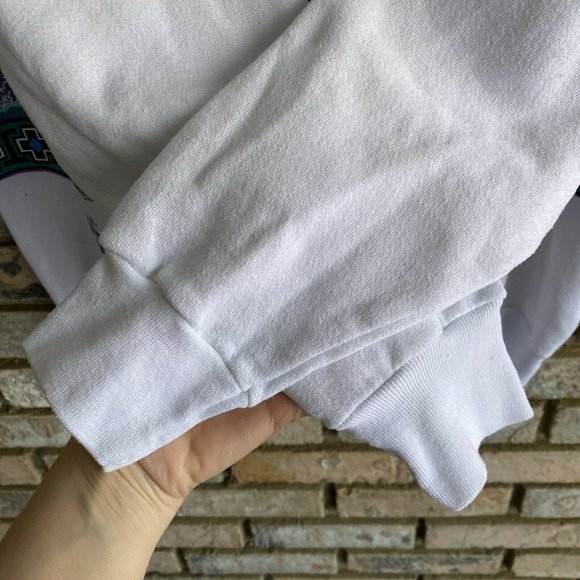 Vintage Sunrise Sportswear Blue Eye Wolf Sweatshirt White Size Large All Over - Picture 8 of 9